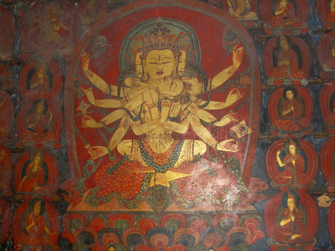 Wall paintings at Tsaparang temple. Western Tibet.